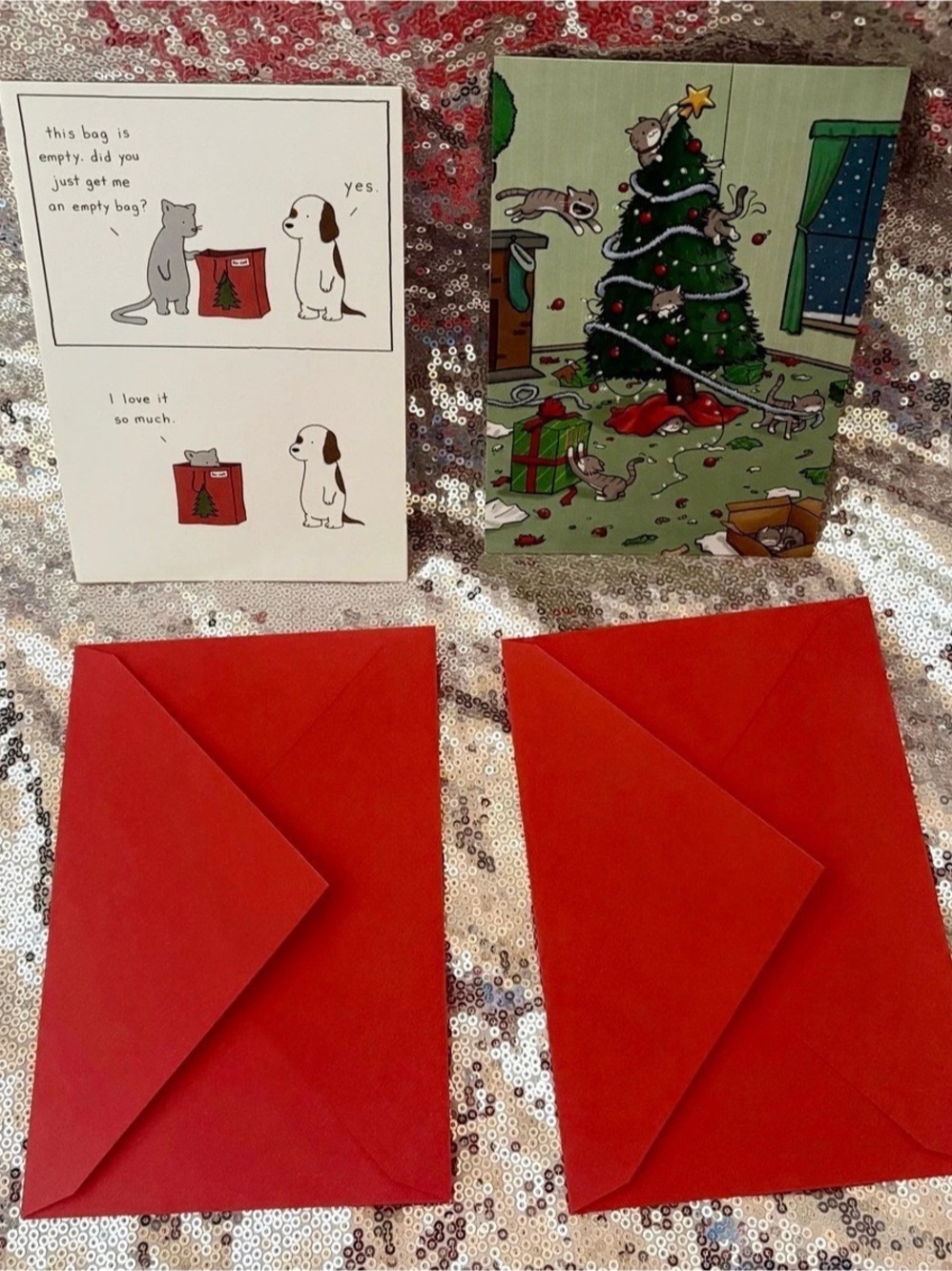 Streets and Stripes Christmas Cat Greeting Cards with Envelopes